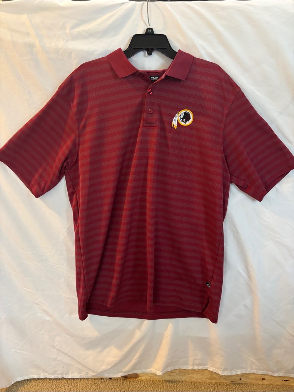 Team Apparel Burgundy Striped Polo with Team Crest